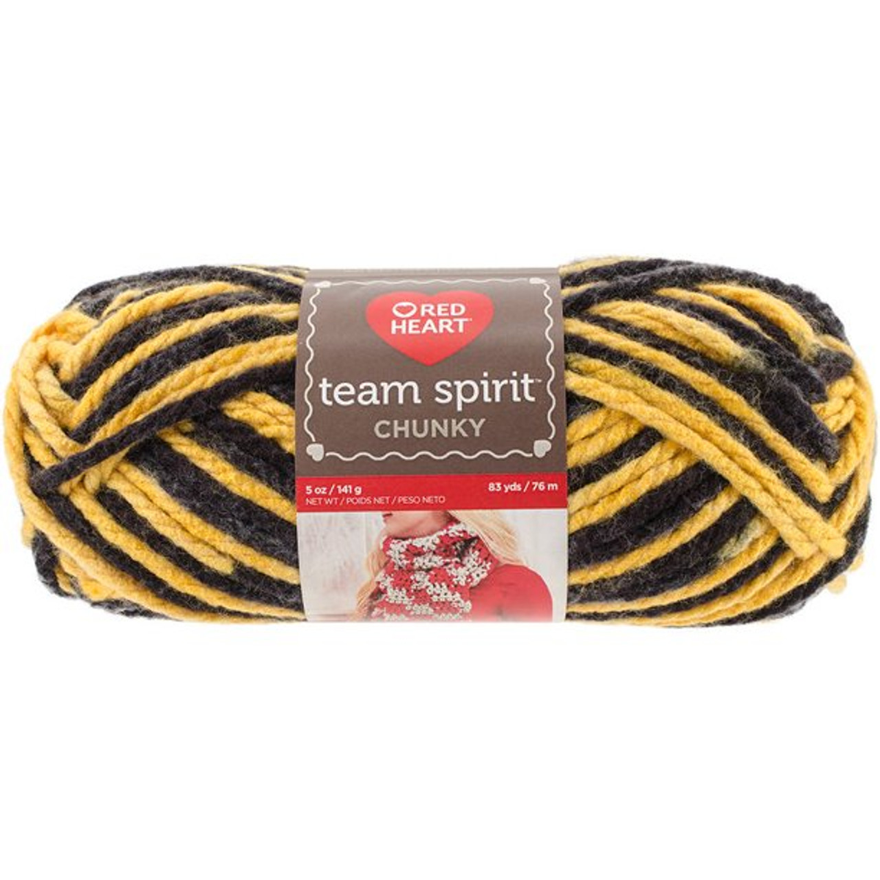 Red Heart Team Spirit Chunky Black & Gold Knitting & Crochet Yarn