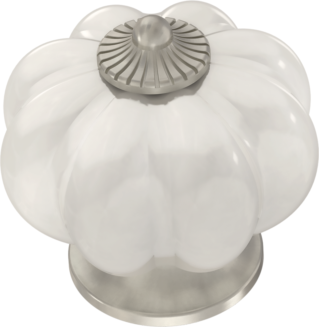 Mainstays P32974L-W 1 1/2" White & Satin Nickel Melon Cabinet Knob 2 Pack