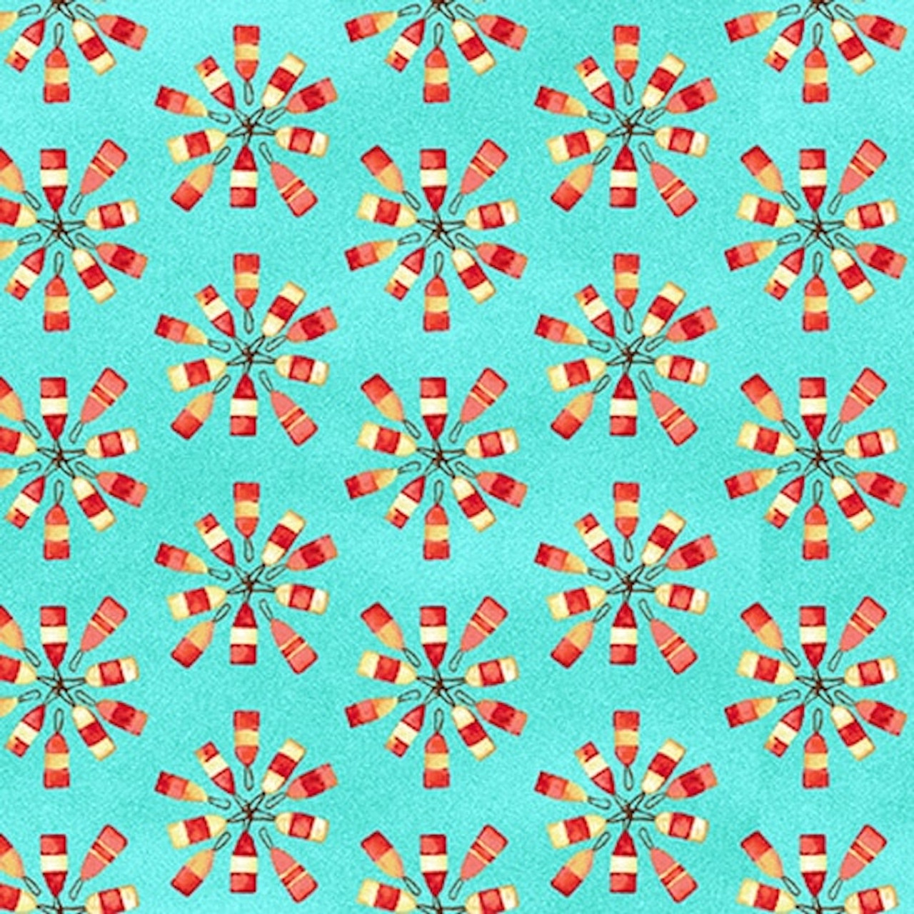 Studio E Salty Dogs 4705-76 Bouys Aqua Cotton Fabric By Yard