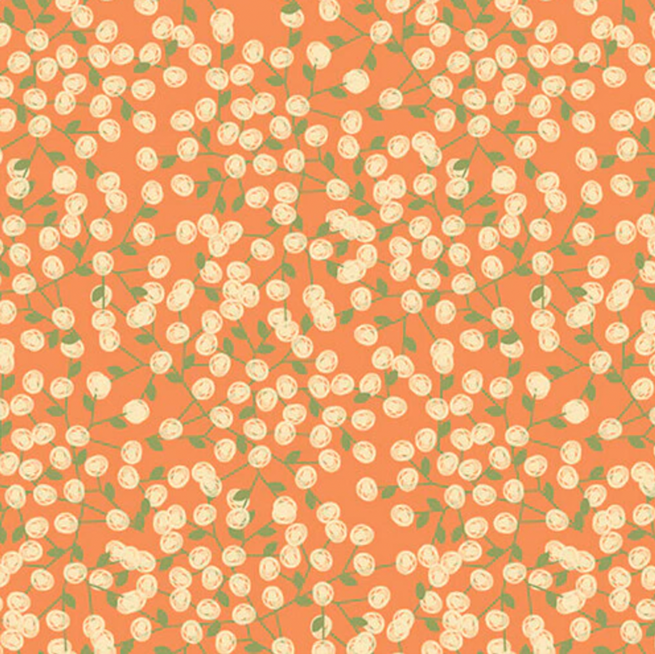 Studio e Pumpkin Spice 5152-48 Cream Berries Orange Cotton Fabric By Yard