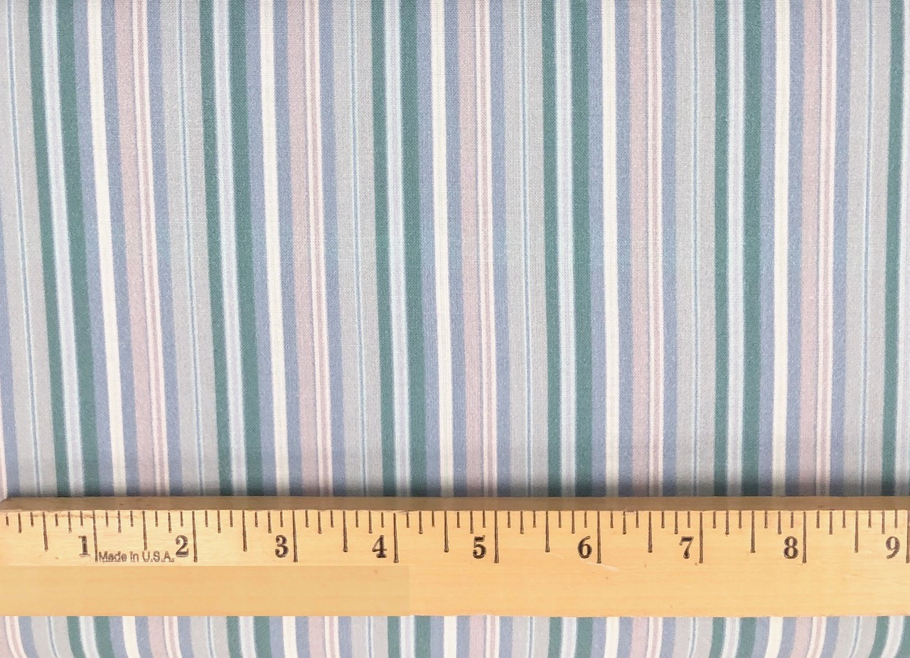 Stof of France Belle Epoque Stripe Teal Cotton Quilting Fabric By The Yard