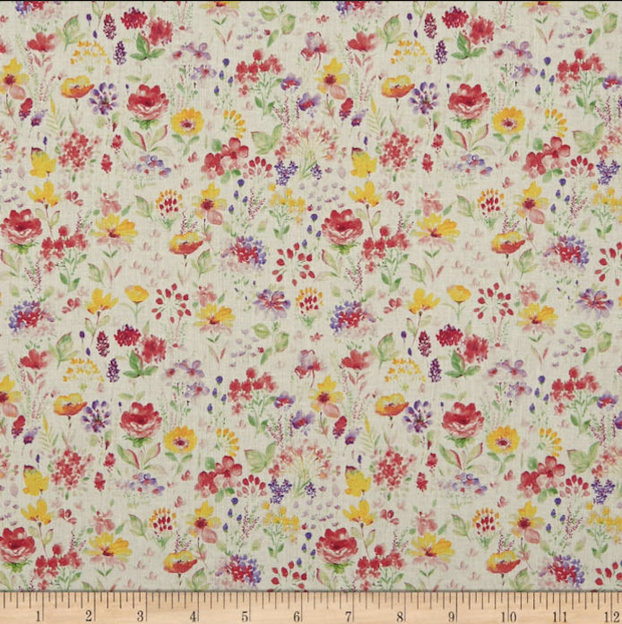 Stof of France Un Jour En Ete Wild Flowers Pink Cotton Quilting Fabric By The Yard