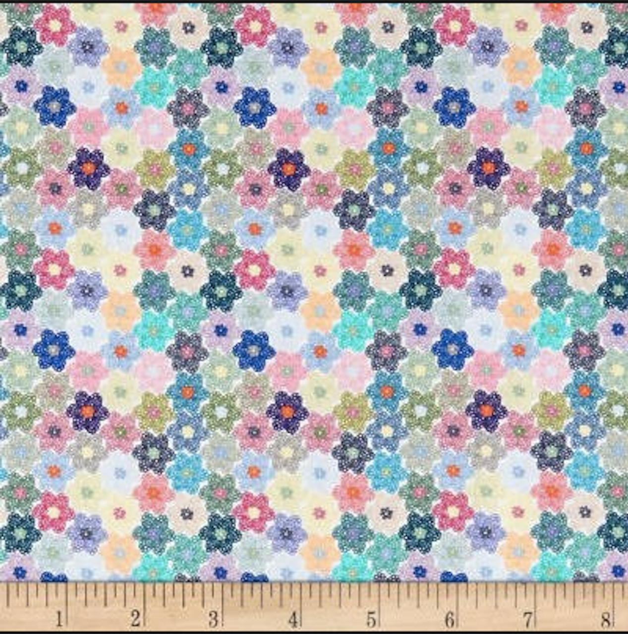 Stof of France Santorin Packed Flowers Cotton Quilting Fabric By The Yard