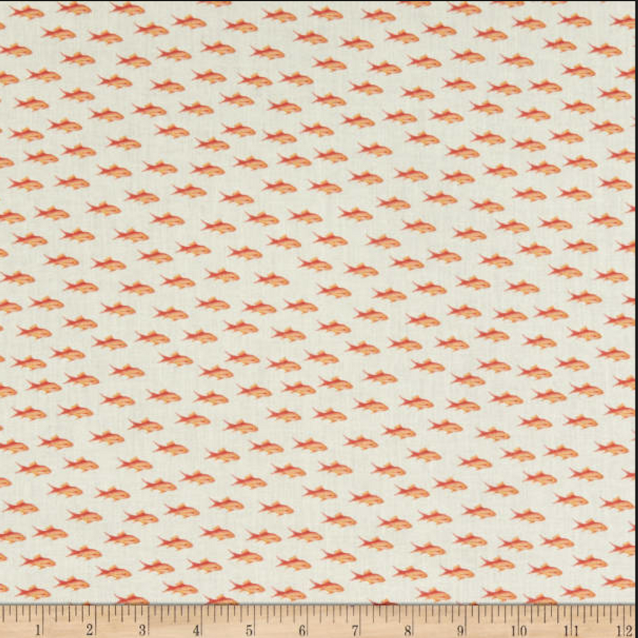 Stof of France Flot Fish Orange Cotton Quilting Fabric By The Yard