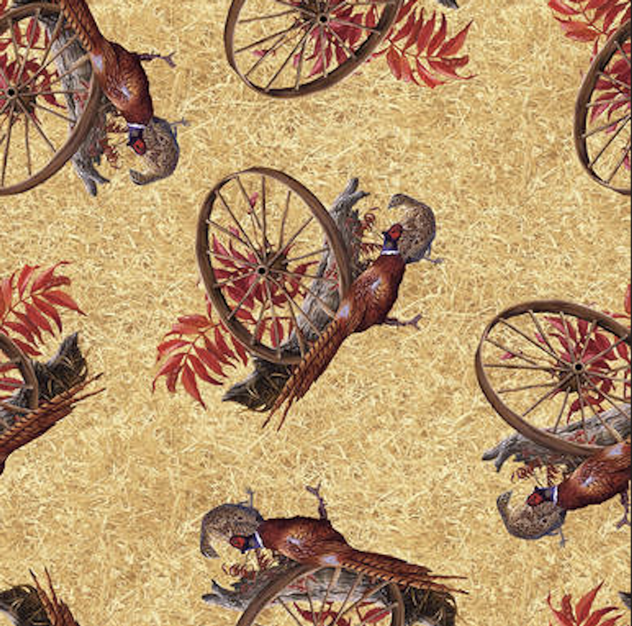 Blank Quilting Pheasant Run 9612-30 Pheasant & Wheel Cotton Fabric By The Yard