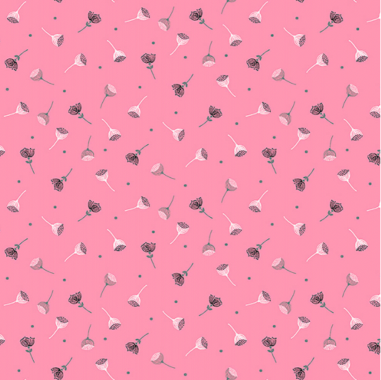 Stof Fabrics 4500-577 Hollie's Flowers Pink Cotton Fabric By The Yard