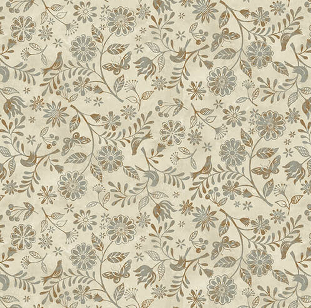 Studio E Le Poulet 5460-33 Sm Wildflower Allover Cream Cotton Fabric By Yard