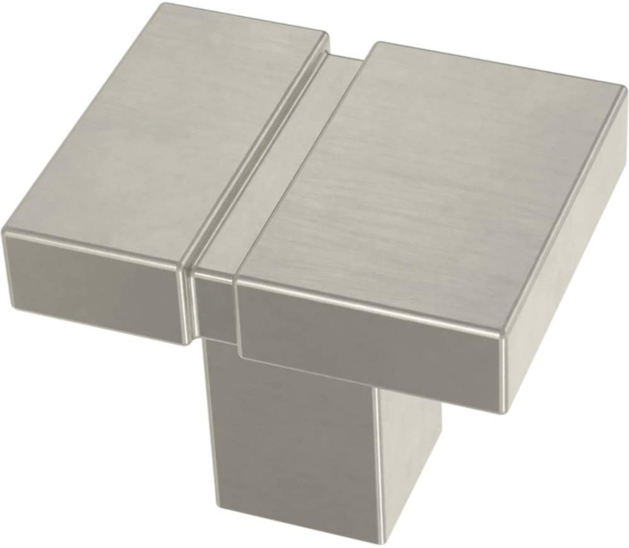 Liberty P40825K-SN 1 1/4" Asymmetric Notched Cabinet Drawer Knob Satin Nickel 10 Pack