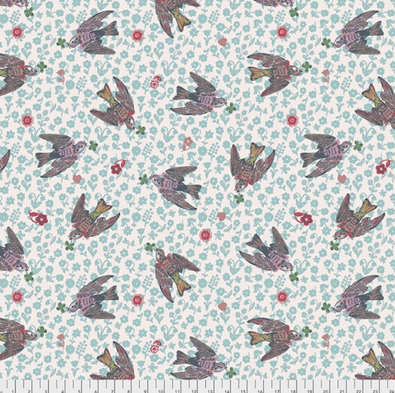 Nathalie Lete PWNL020 Woodland Walk The Swallows Rose Fabric By The Yard