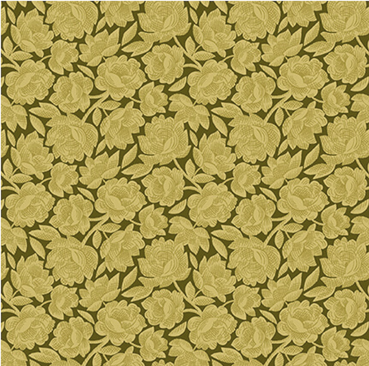 Henry Glass Gratitude & Grace Vintage Floral Green Cotton Fabric By The Yard