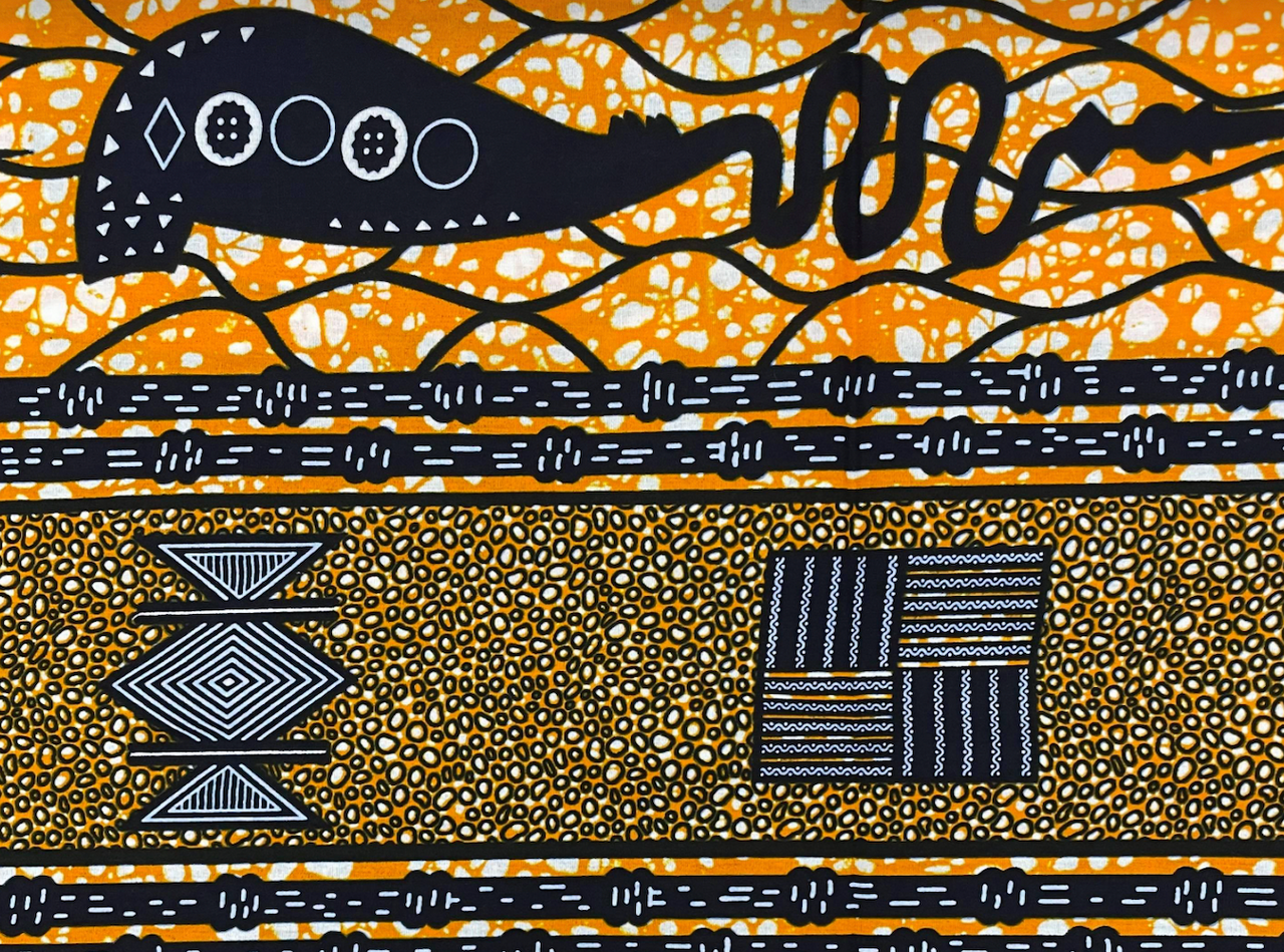 African Traditional Wax Print 27056 Orange Cotton Fabric By The Yard
