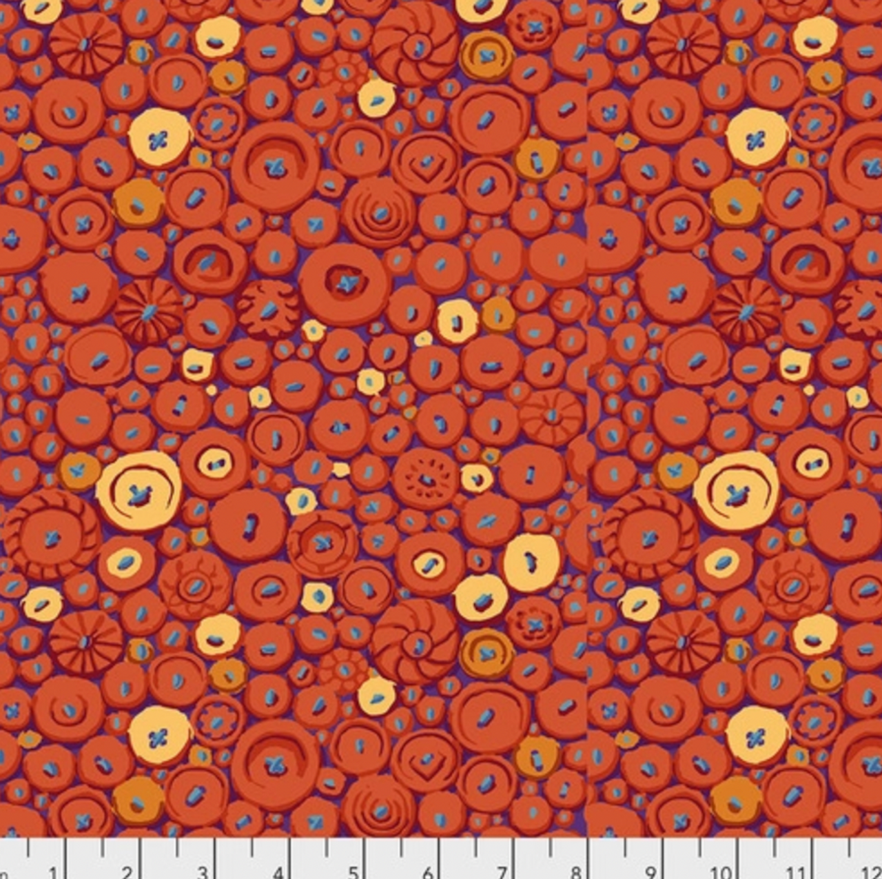 Free Spirit Kaffe Fassett PWGP182 Button Mosaic Orange Cotton Quilting Fabric by Yd
