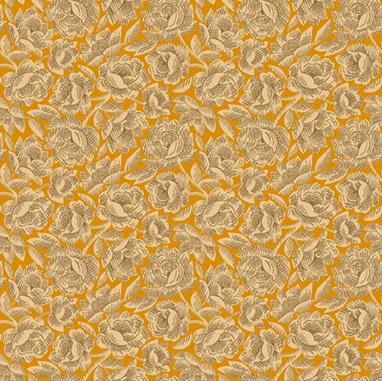 Henry Glass Gratitude & Grace Vintage Floral Orange Cotton Fabric By The Yard
