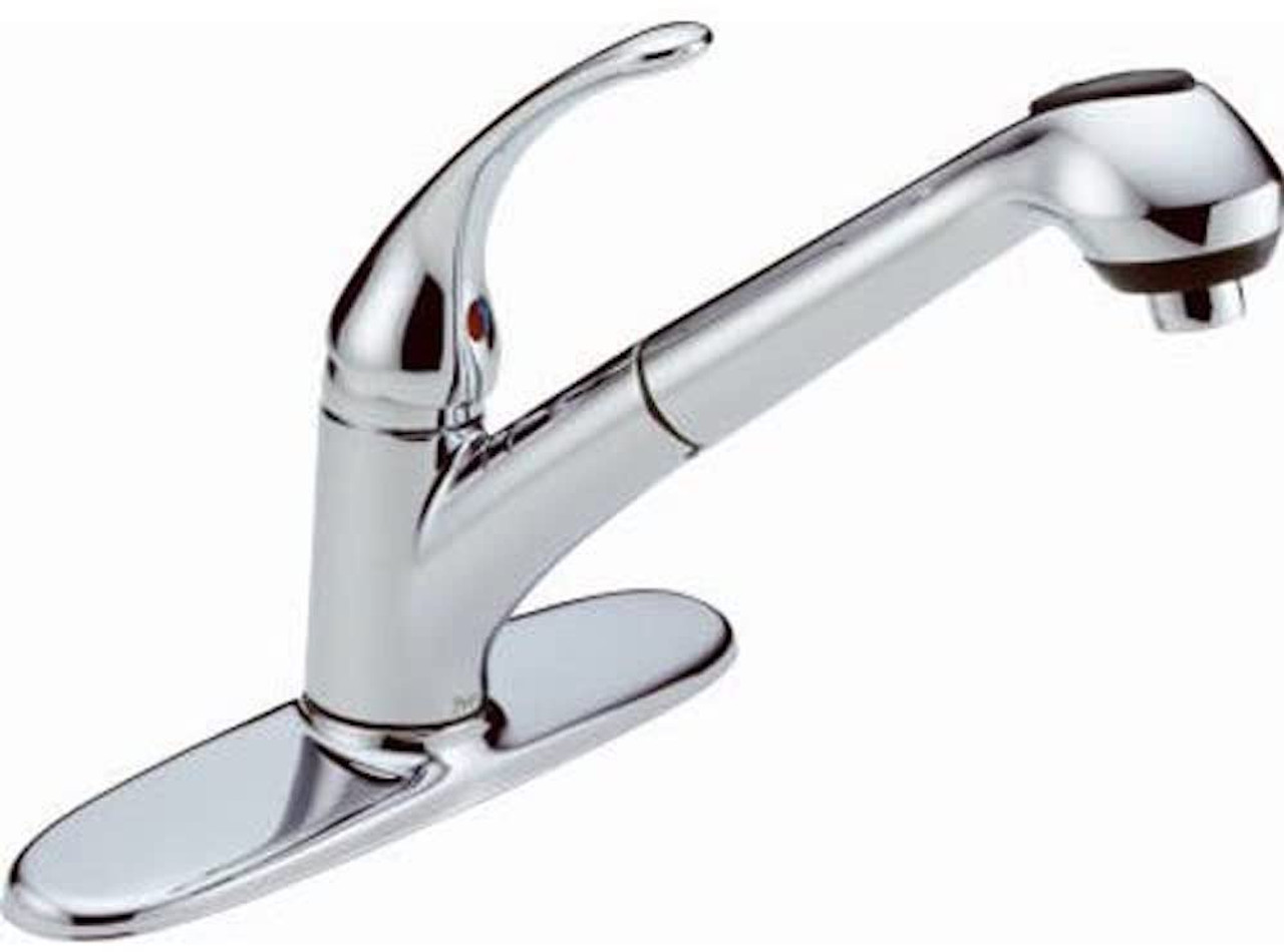 Delta Foundations B4310LF Chrome 1-Handle Pull Out Sprayer Kitchen Faucet