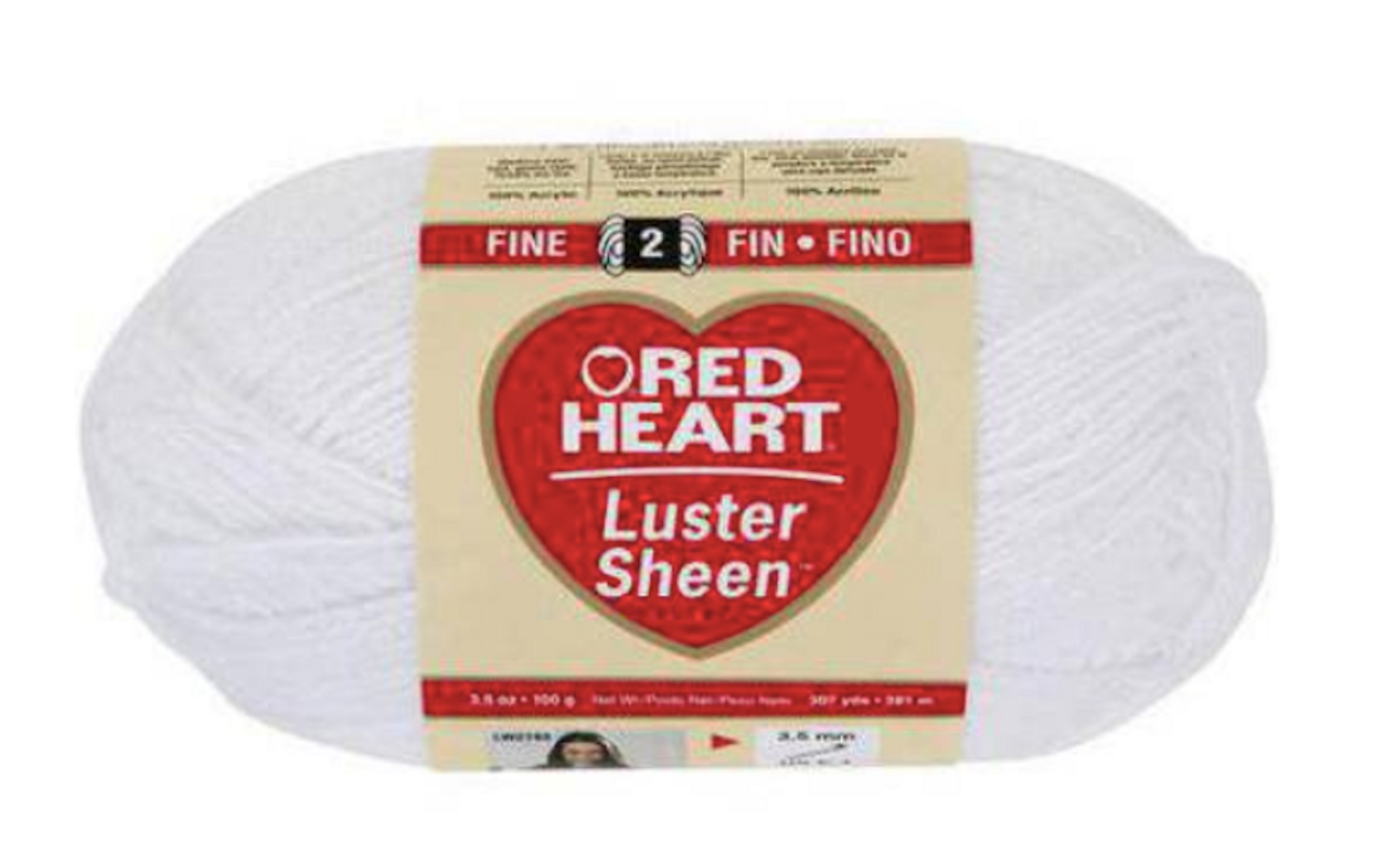 Red Heart Luster Sheen #2 Fine White Knitting & Crochet Yarn