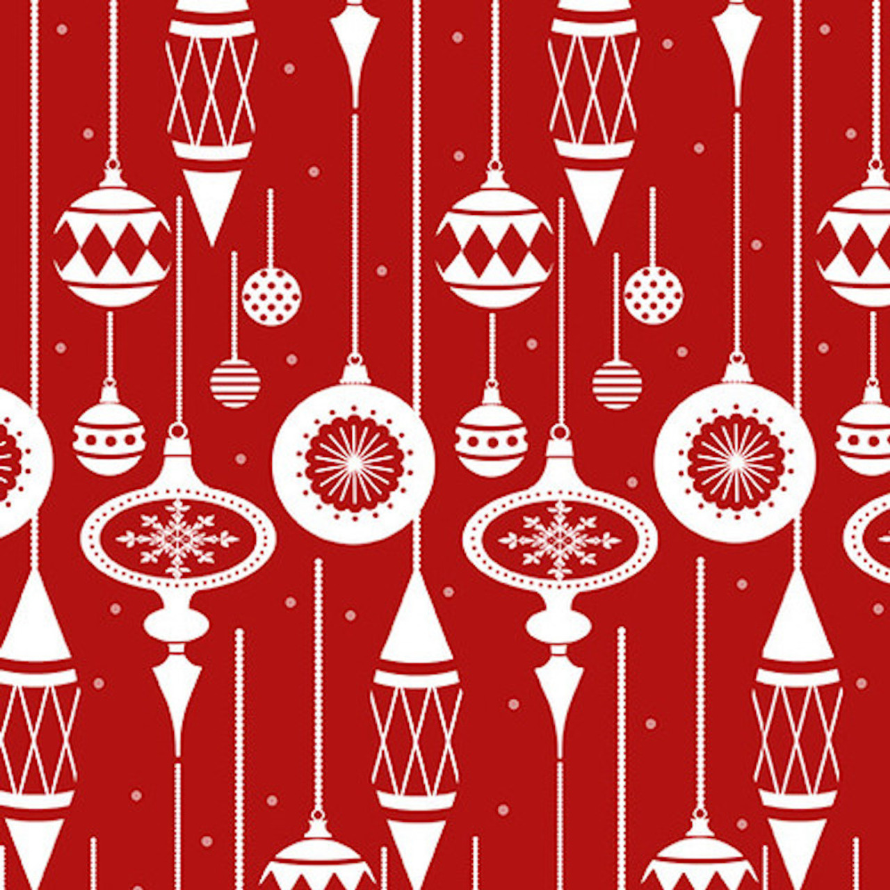 Henry Glass Holiday Lane Ornaments Red Cotton Fabric By The Yard