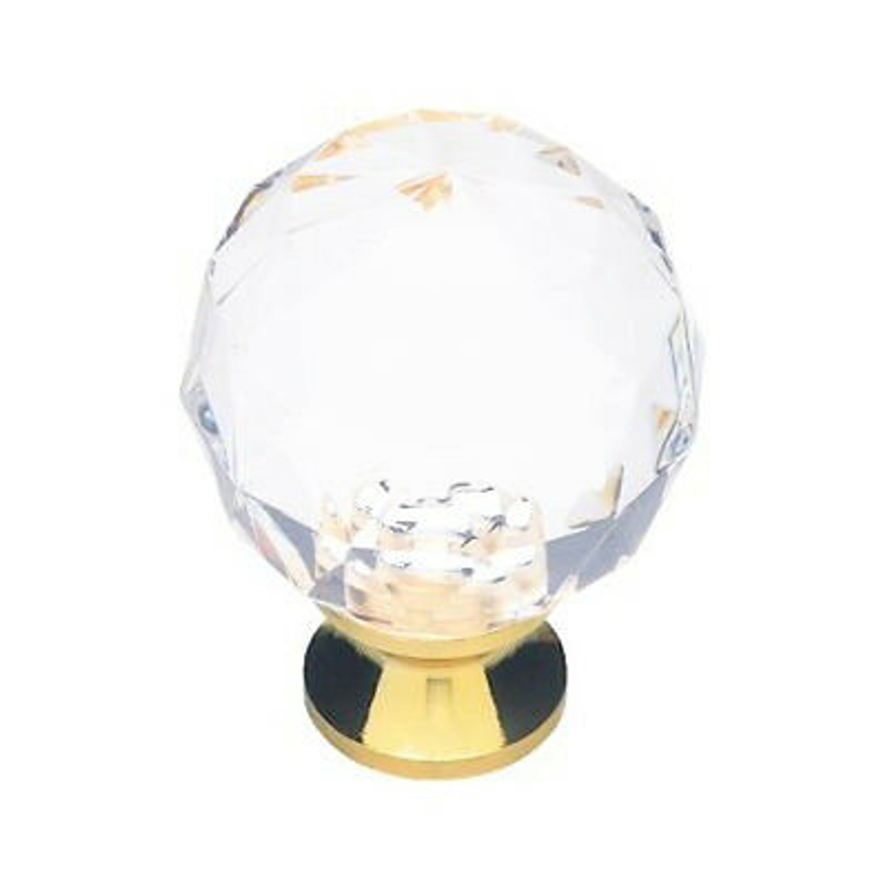 Liberty P30101-CSB 1 3/16" Clear Faceted Acrylic Polished Brass Knob Drawer Pull