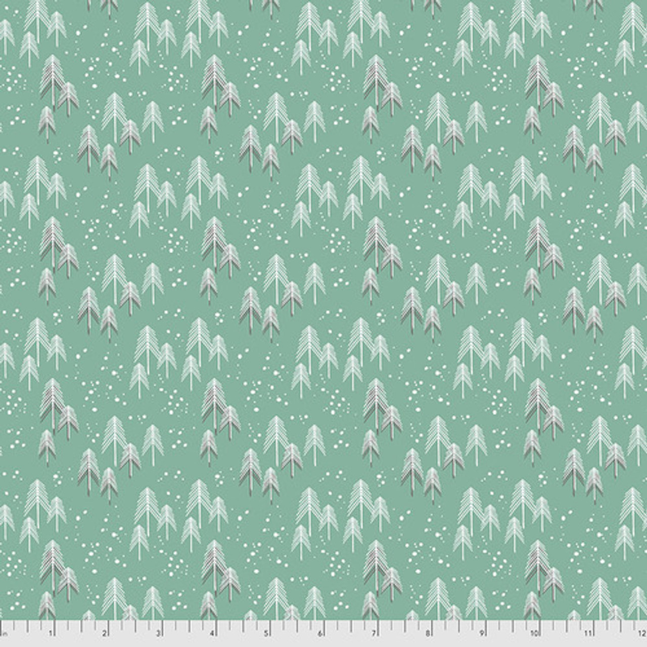 Free Spirit Penn 2 Paper Snowy Days Trees Aqua Cotton Flannel Quilting Fabric by Yd