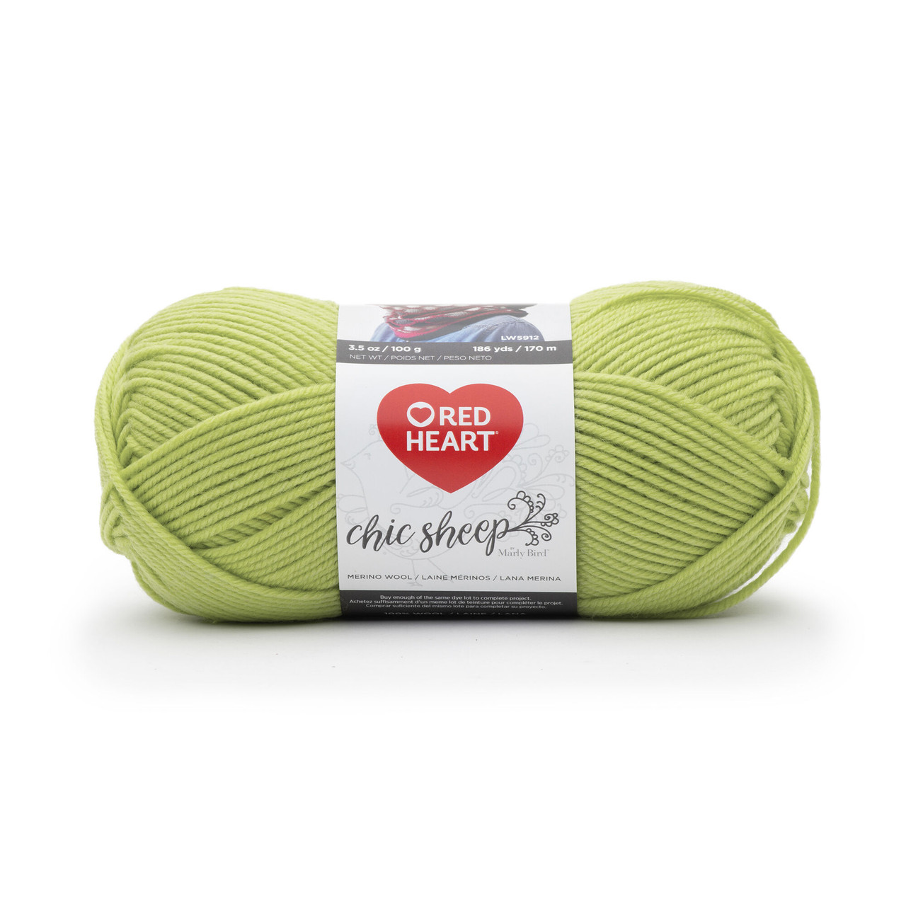 Red Heart Chic Sheep Merino Wool by Marley Green Tea Knitting & Crochet Yarn