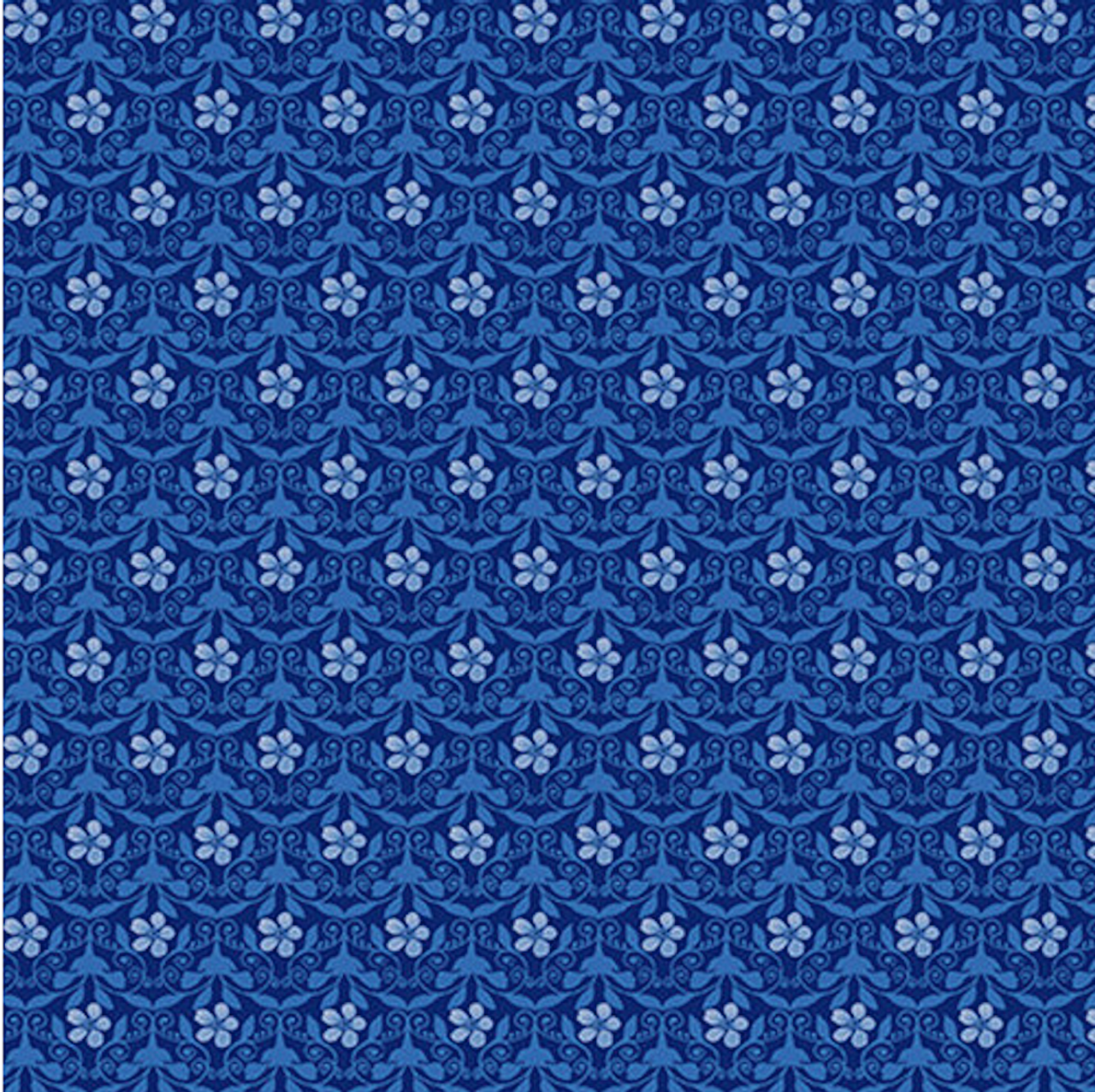 Blank Quilting Blue Jubilee Mini Floral Dark Blue Cotton Fabric By The Yard