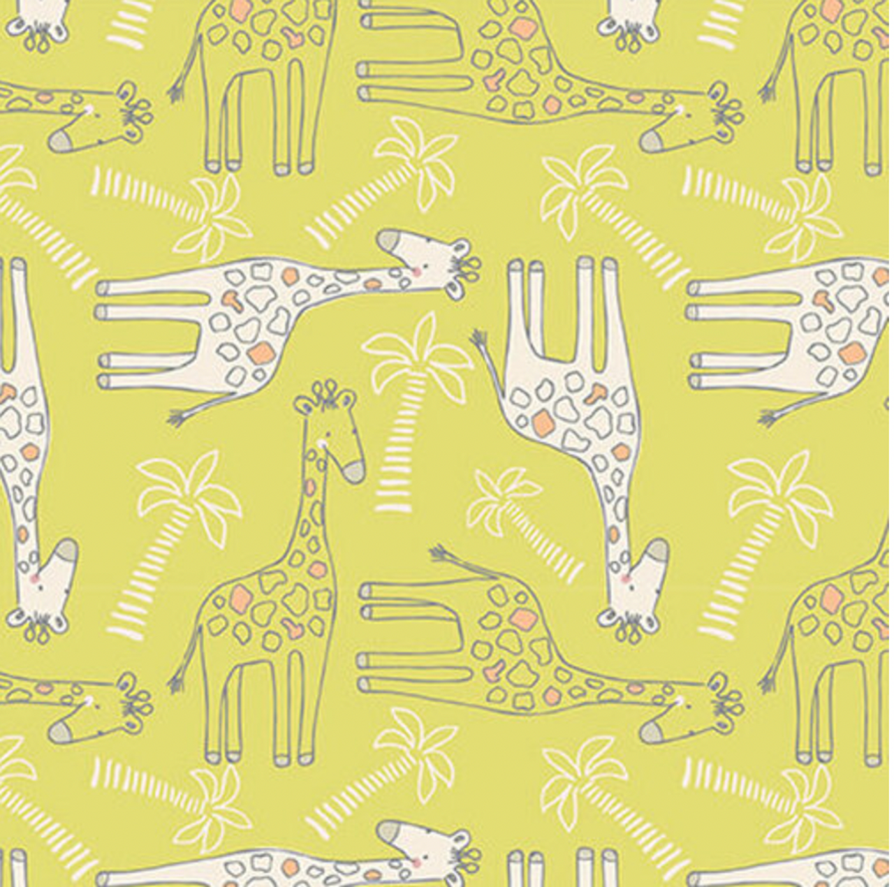 Studio E Safari Sunrise Giraffe Allover Lime Cotton Fabric by The Yard