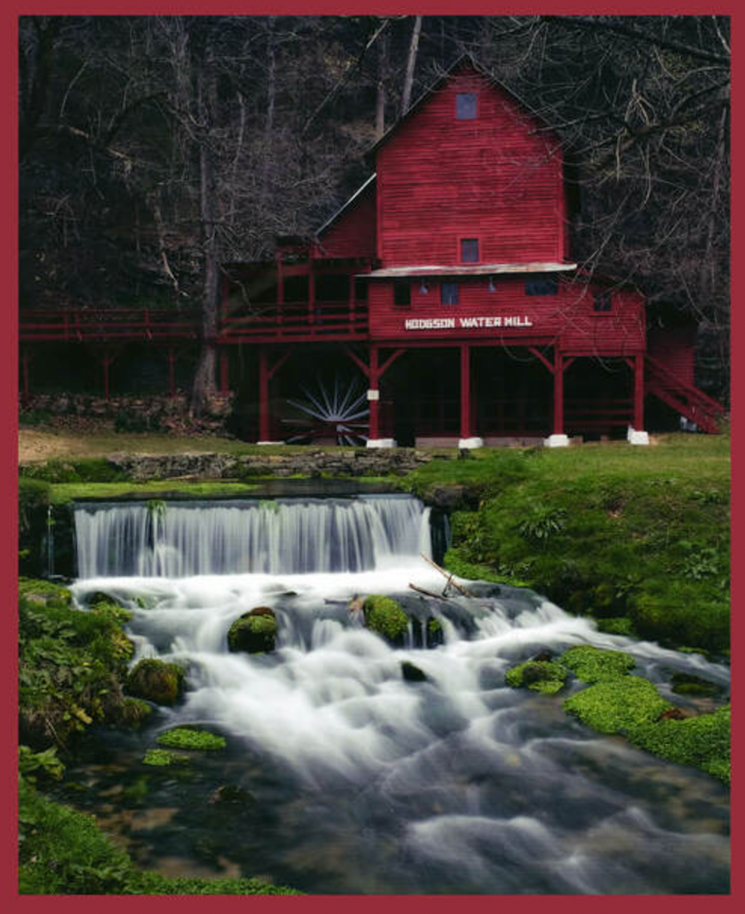 Blank Quilting Watermill County Watermill w/ Stream Red Cotton Fabric By The Yard