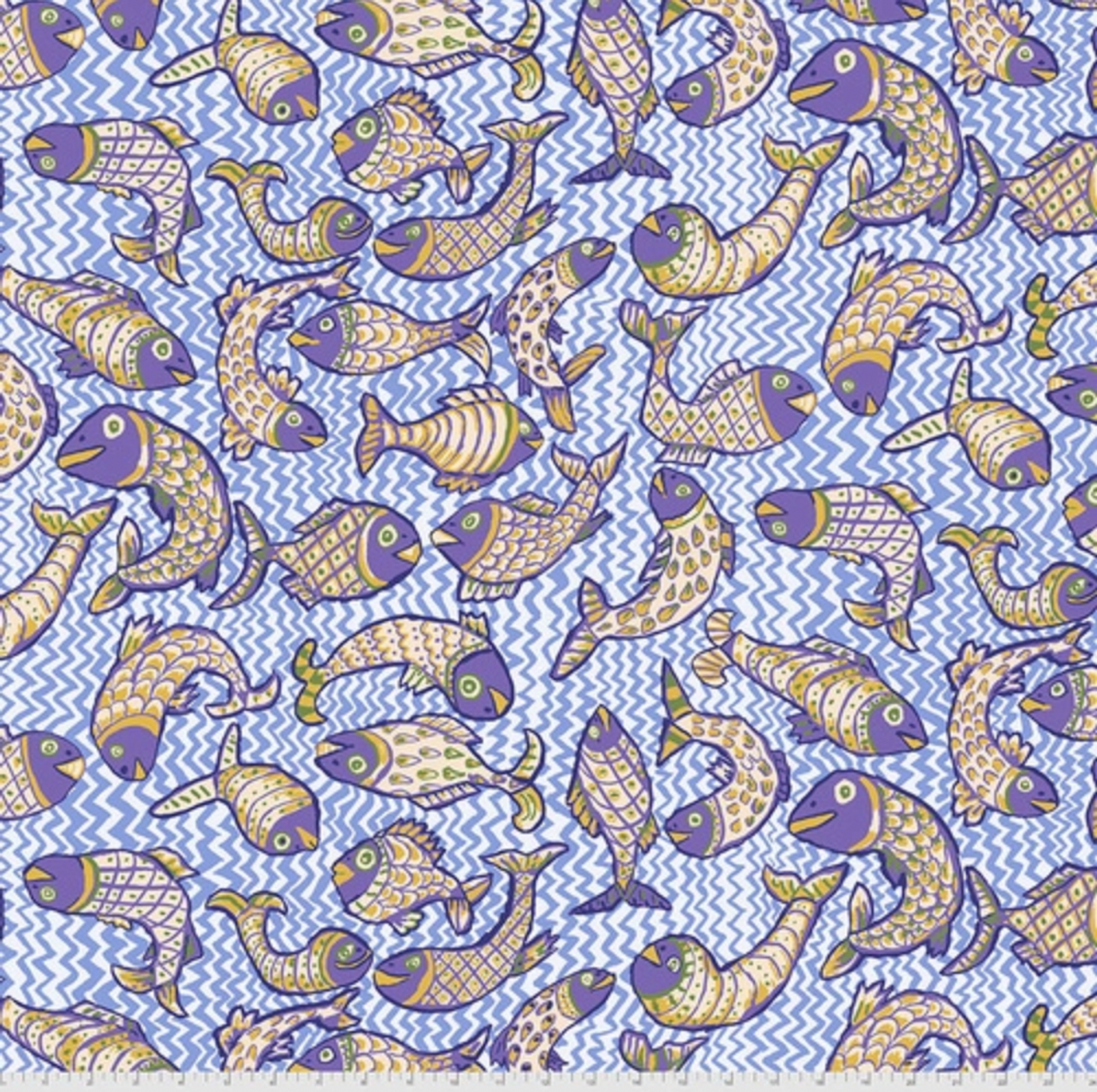 Free Spirit Brandon Mably PWBM079 Koi Polloi Delft Cotton Fabric By The Yard