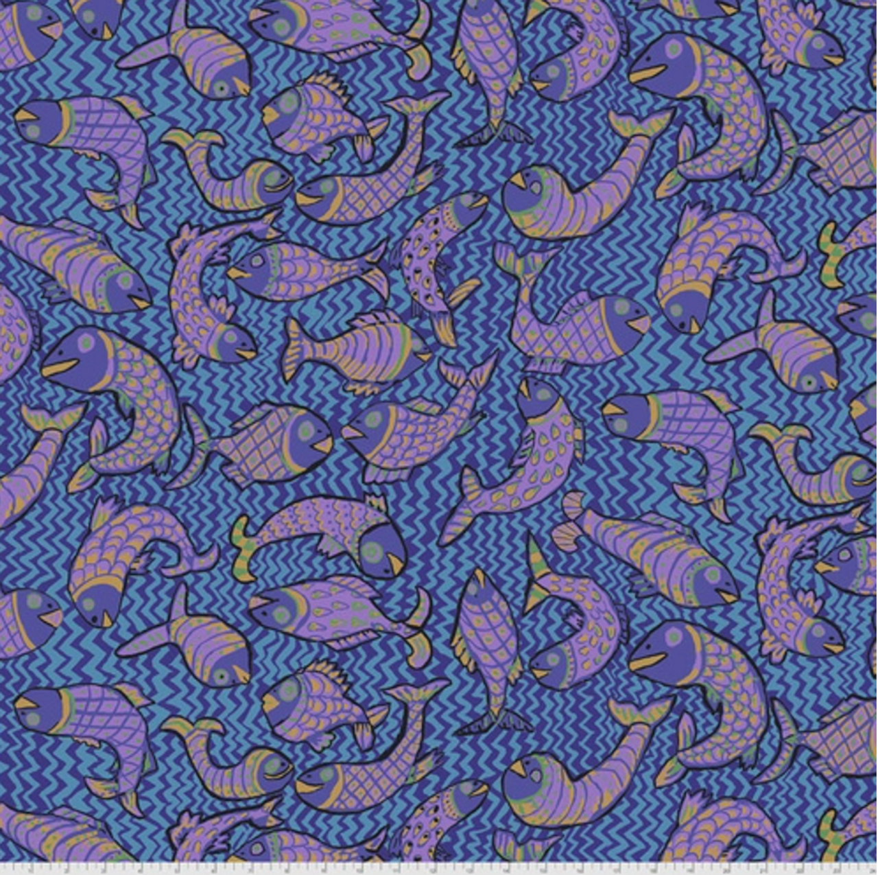 Free Spirit Brandon Mably PWBM079 Koi Polloi Blue Cotton Fabric By The Yard