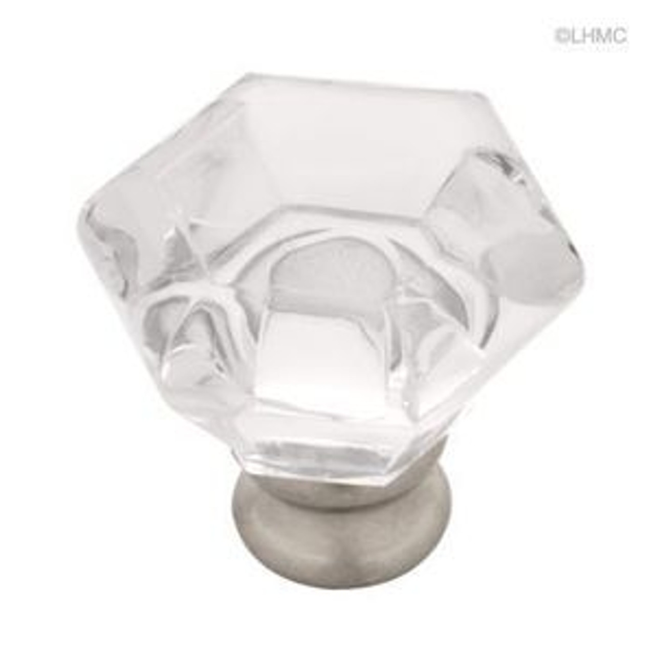 P15573-116  1 1/4" Clear Acrylic Satin Nickel Cabinet Drawer Knob  2 Pack