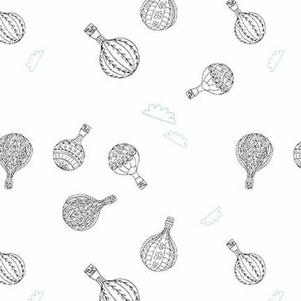 Blank Quilting Lower the Volume Hot Air Balloons White Cotton Fabric By The Yard