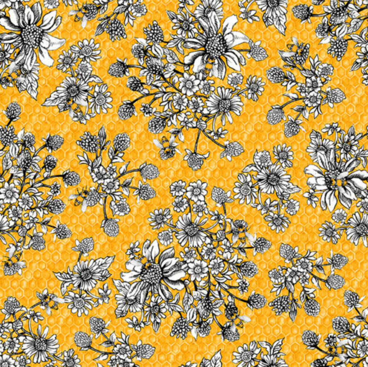 Blank Quilting Show Me The Honey Floral Yellow Cotton Fabric By The Yard