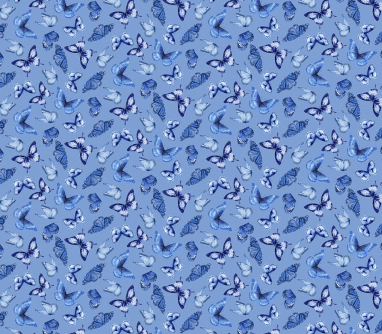 Blank Quilting Blue Jubilee Butterflies Med Blue Cotton Fabric By The Yard