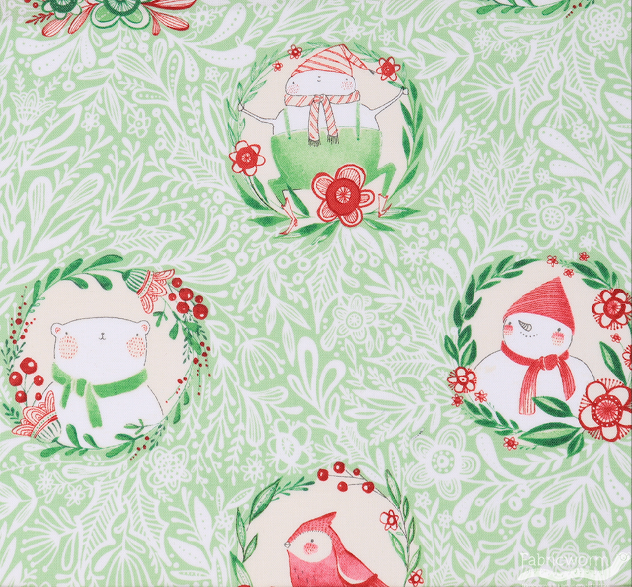 Free Spirit Cori Dantini Merry & Bright Glad Tidings Green Cotton Fabric By Yd