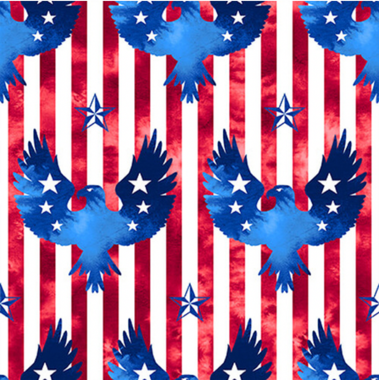 Blank Quilting One Land, One Flag Patriotic Eagle Blue Cotton Fabric By The Yard