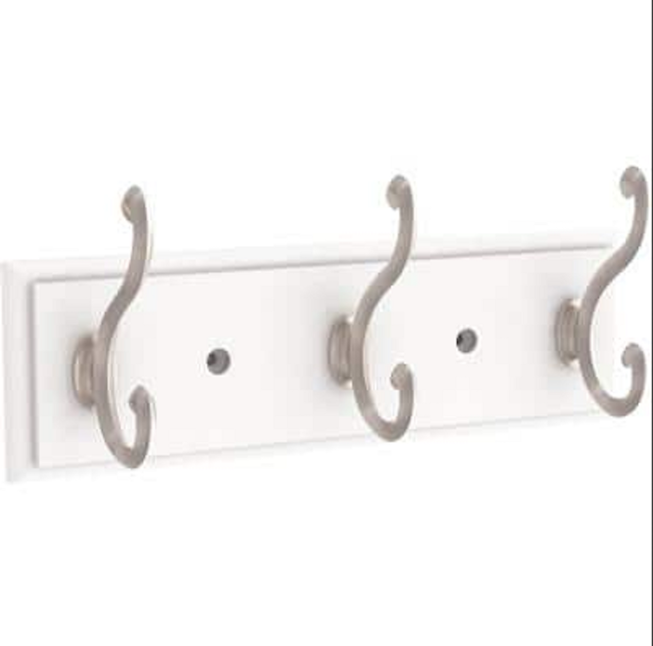 Liberty R12344H-PWN 10" 3 Scroll Hook Coat/Hat Rail White & Satin Nickel