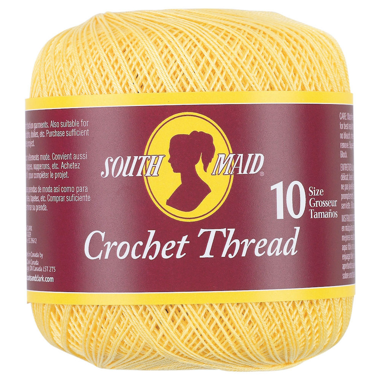 South Maid Crochet Thread Size 10, Soft Yellow