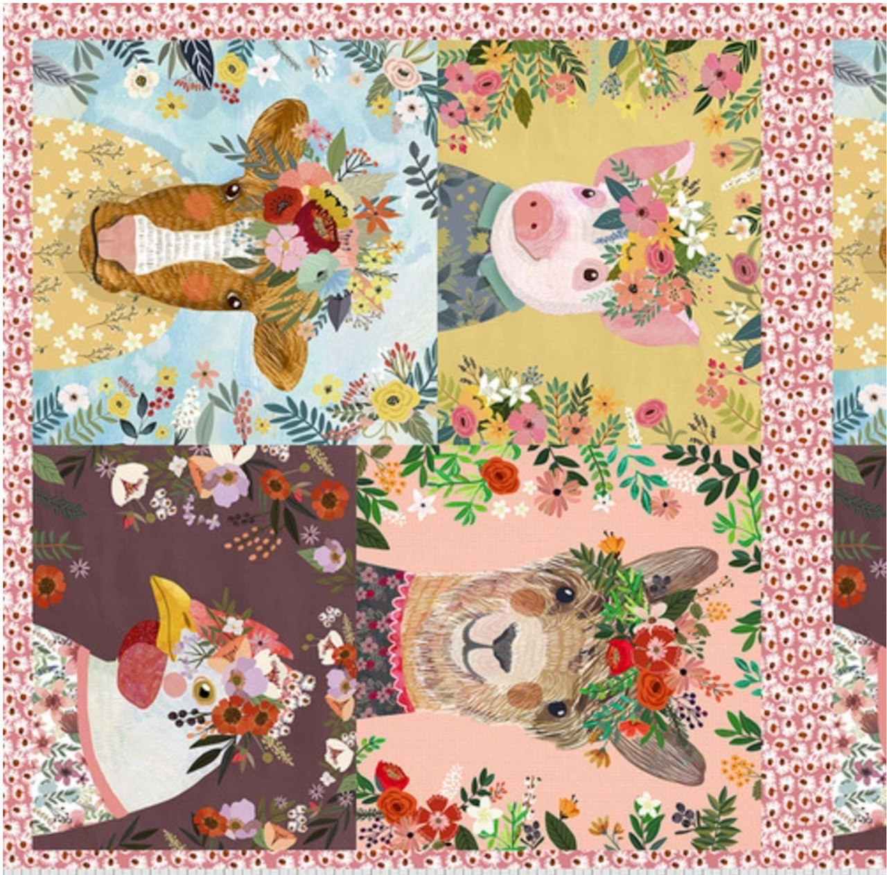 Mia Charro Farm Friends Panel Multi Cotton Fabric By Panel