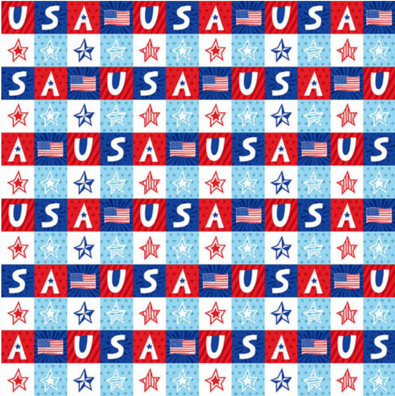Henry Glass Great American Summer Small USA Squares Fabric By Yard