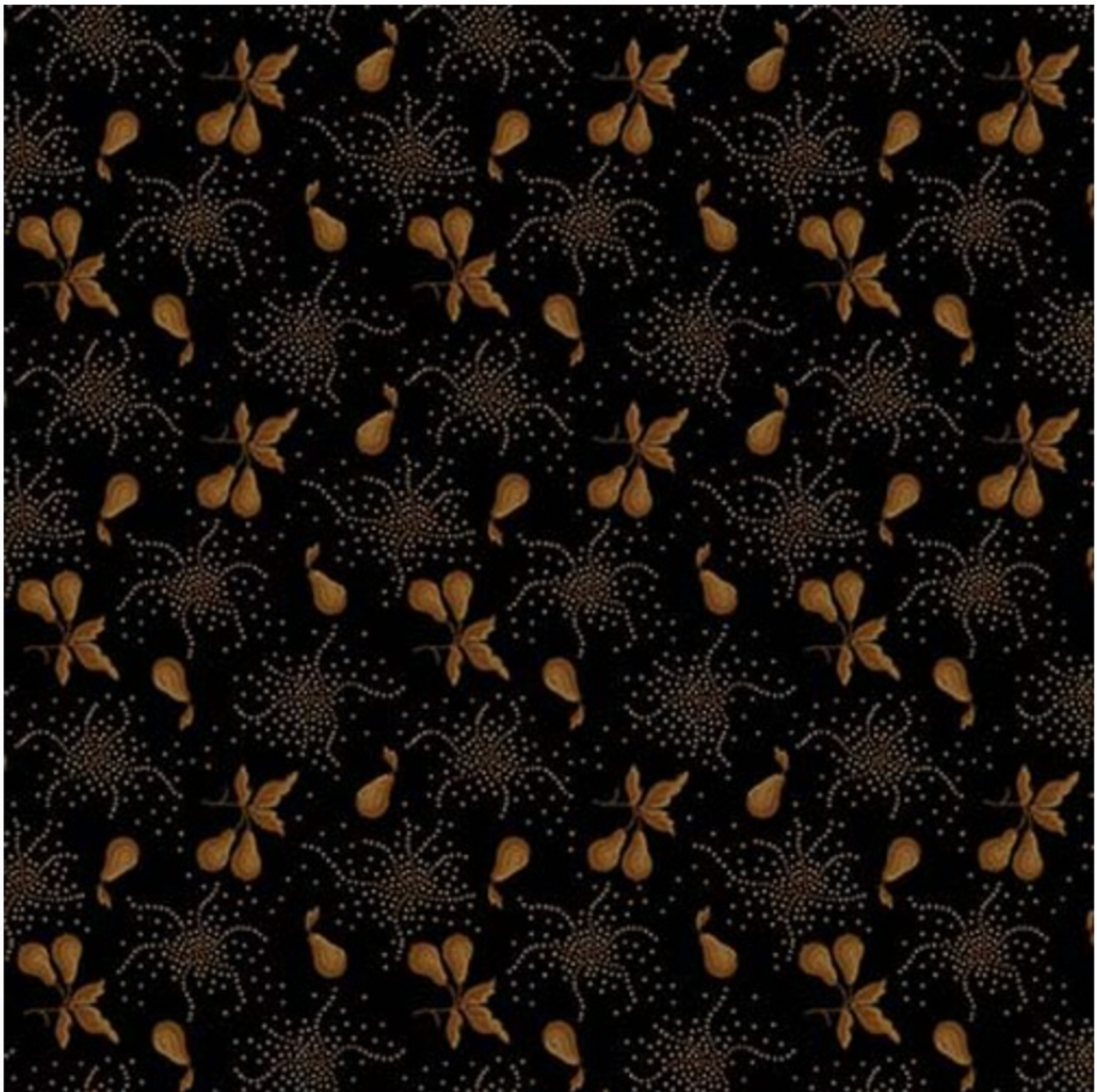 Henry Glass Right as Rain Pear Orchard Black Fabric By The Yard