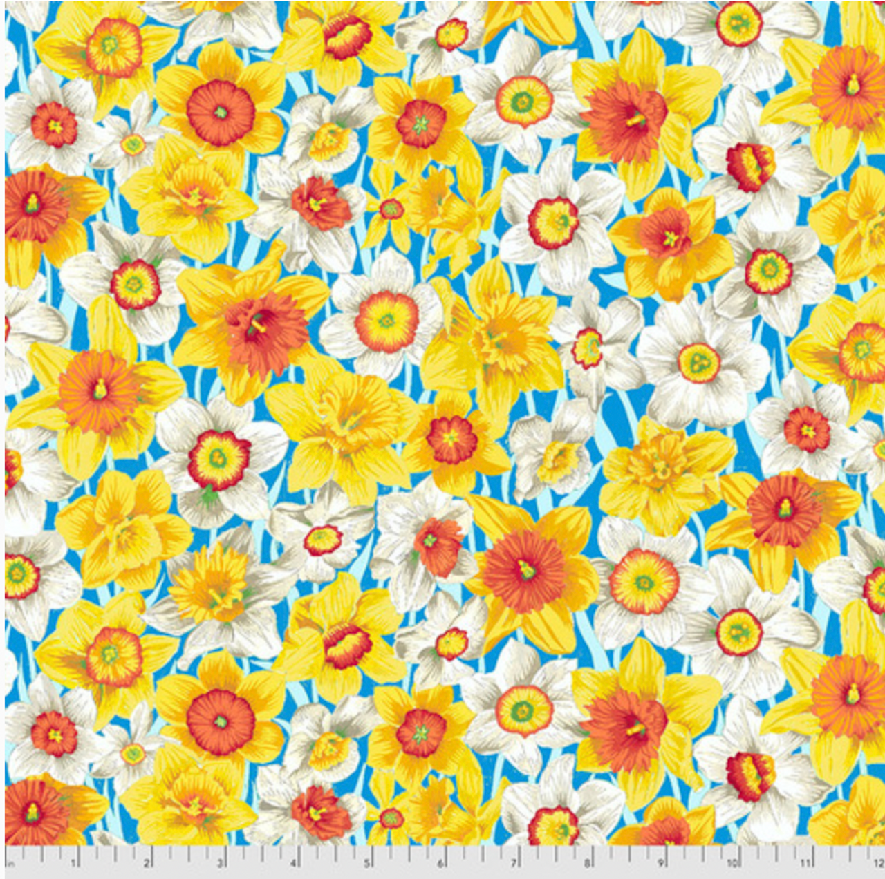 Snow Leopard Secret Stream Daffodil Meadow Fabric by The Yard