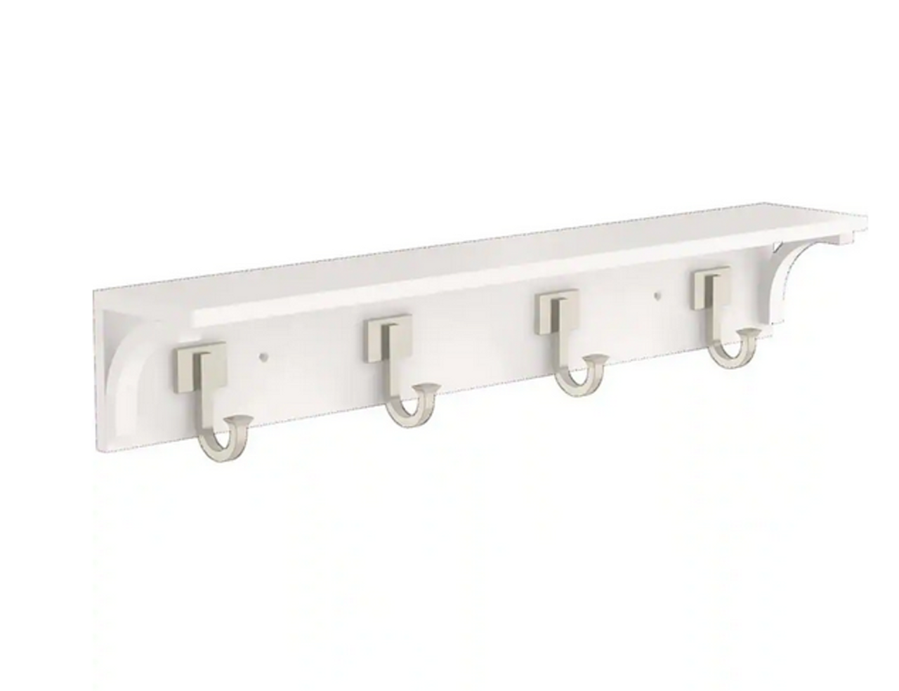 Liberty R41603-PWN 27" Simple Square Hook Rail White & Satin Nickel Finish