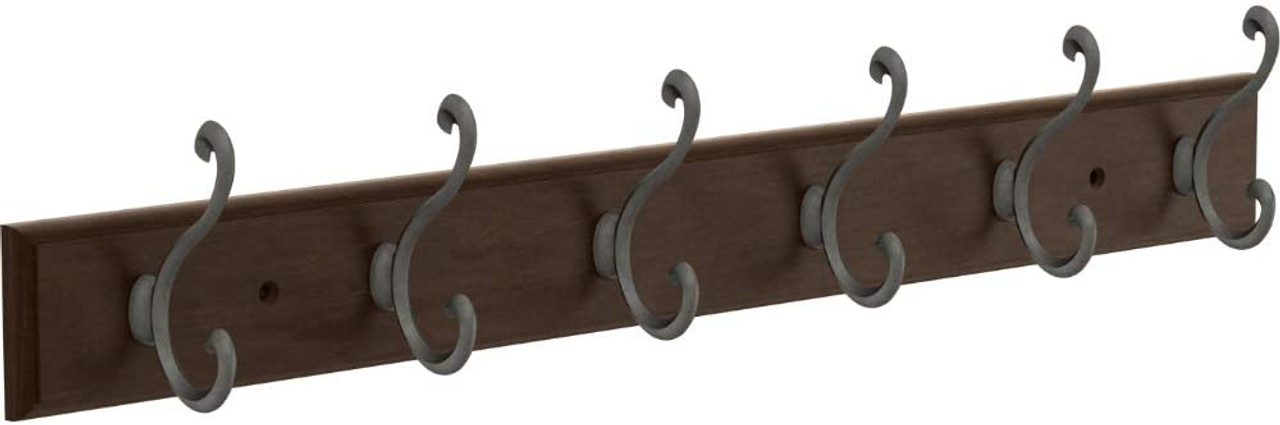 Liberty R32856-CSI 23.84" Scroll Hook Coat/Hat Rail Cocoa w/ Soft Iron Hooks