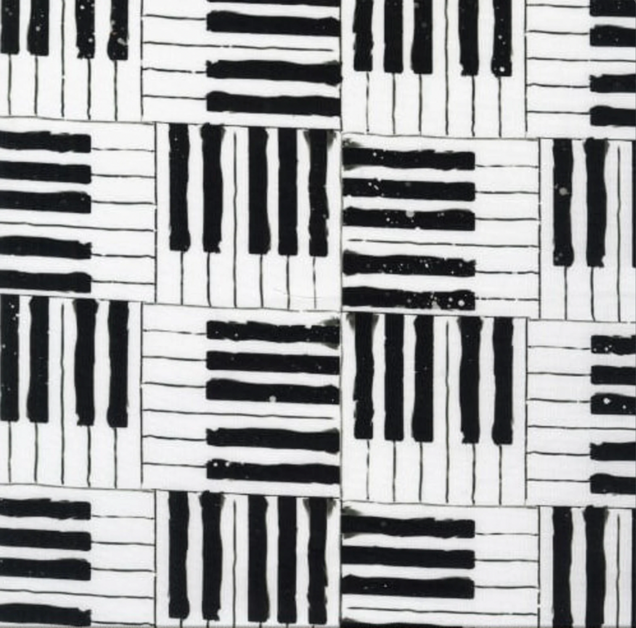 3 Wishes Rhythm & Hues Piano Keys White Fabric By The Yard