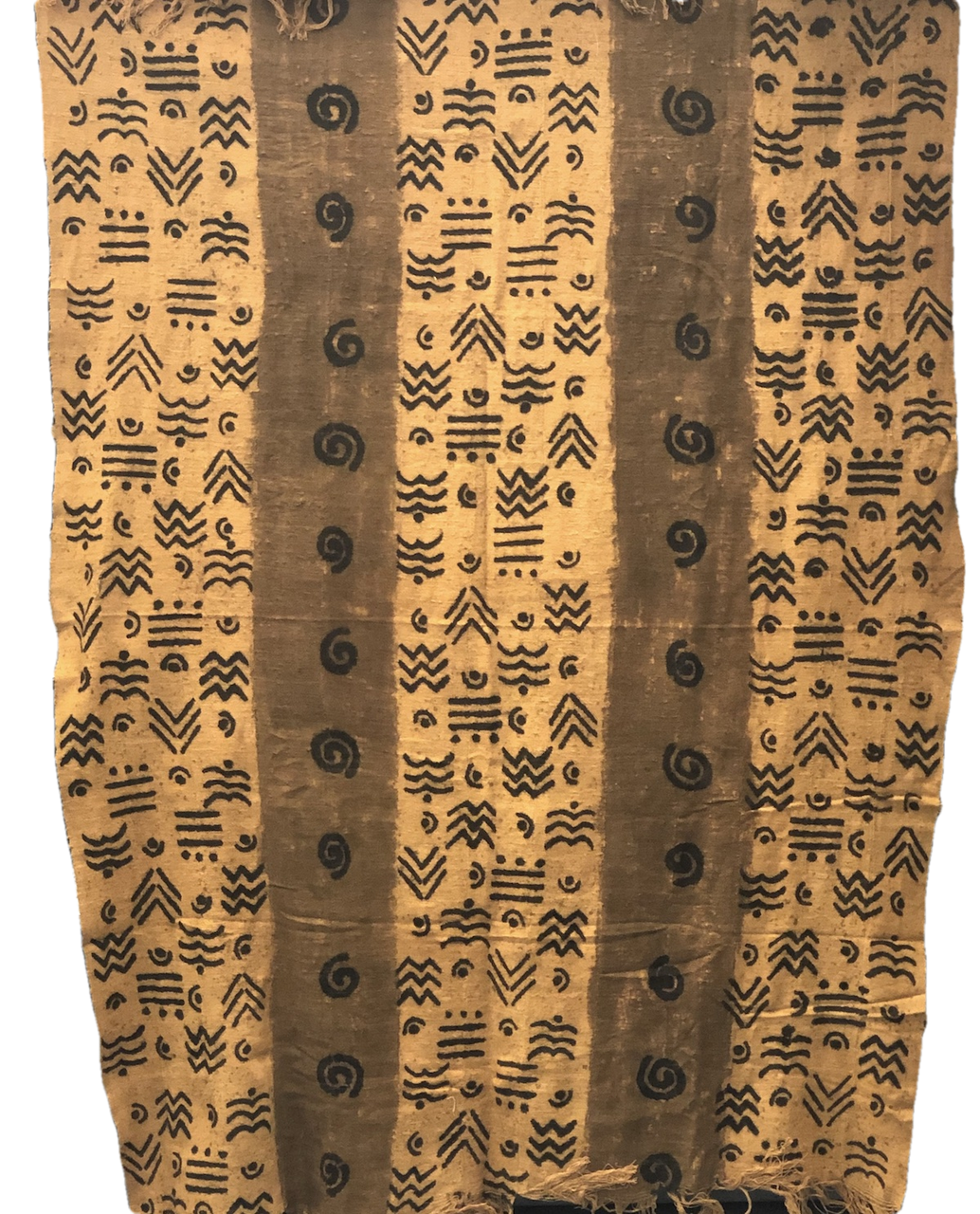 28646 African Mali Mud Cloth Bambara Bogolanfini Gold Aprox 51" x 75"