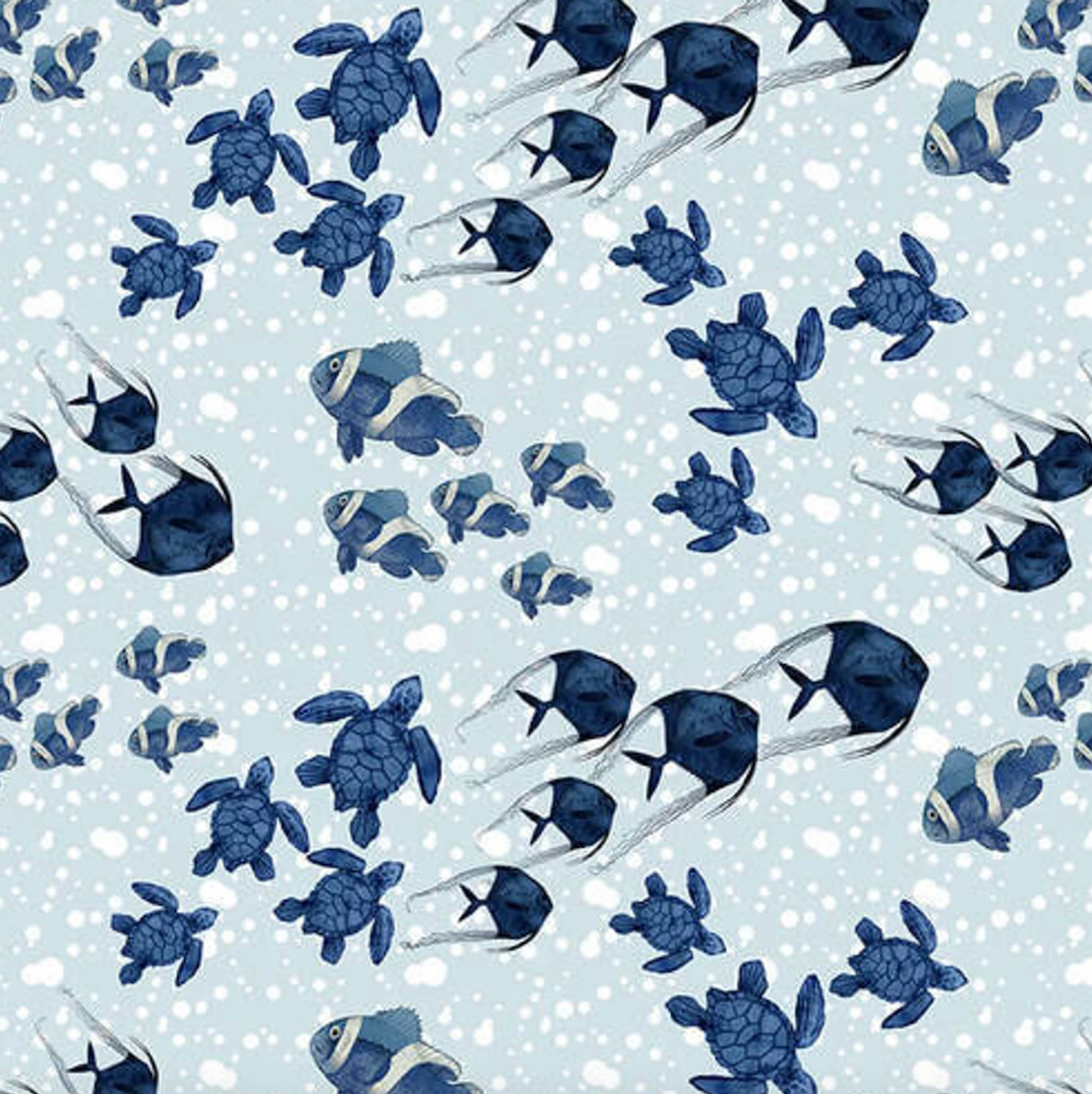 Blank Quilting Seaside Serenity Fish Lt. Blue Fabric By The Yard