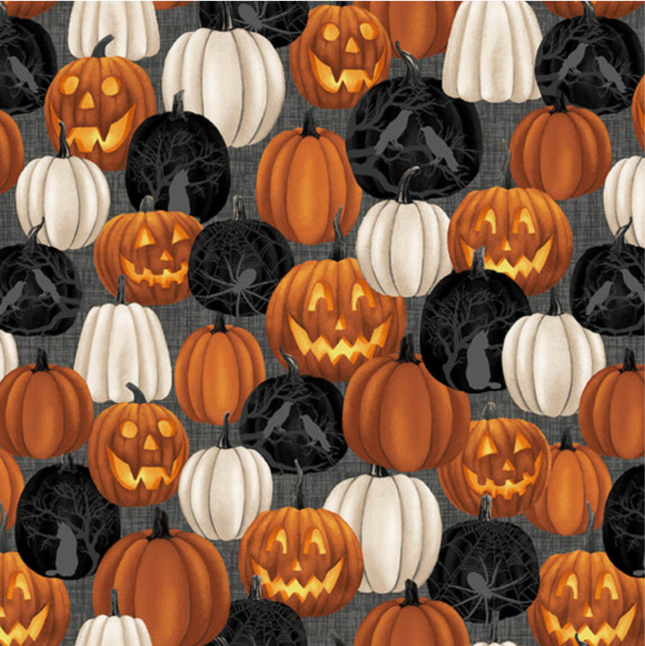 Studio E Midnight Magic Large Pumpkins Black/Multi Fabric By The Yard