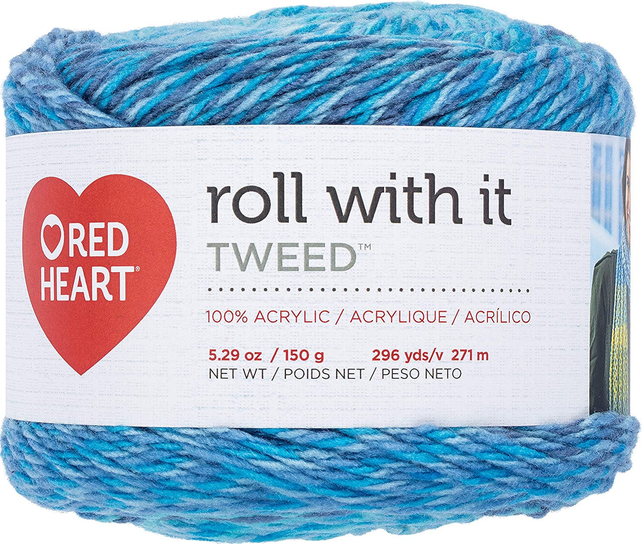 Red Heart Roll With It Tweed Oceanic Knitting & Crochet Yarn