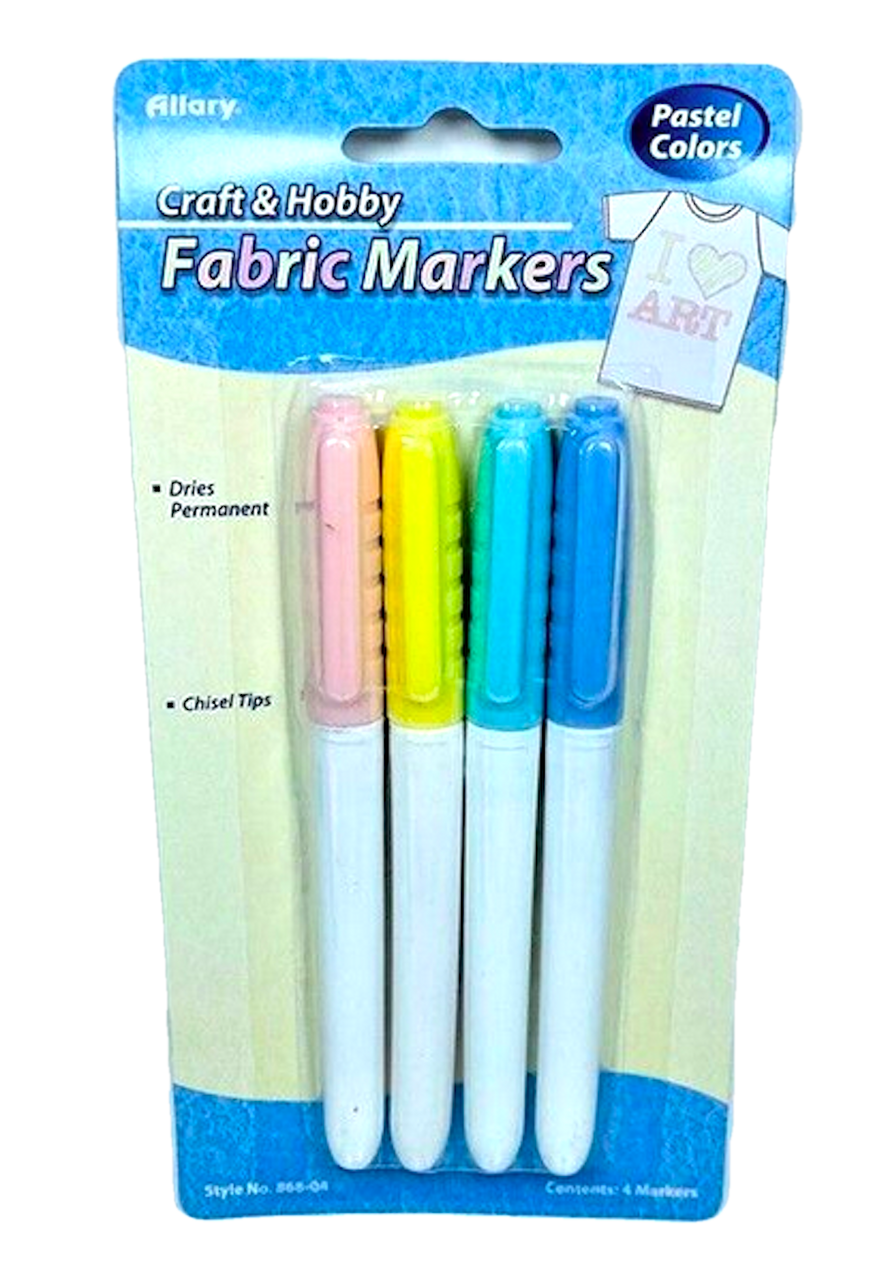 Allary Craft & Hobby Permanent Fabric Markers Pastels 4 Pack