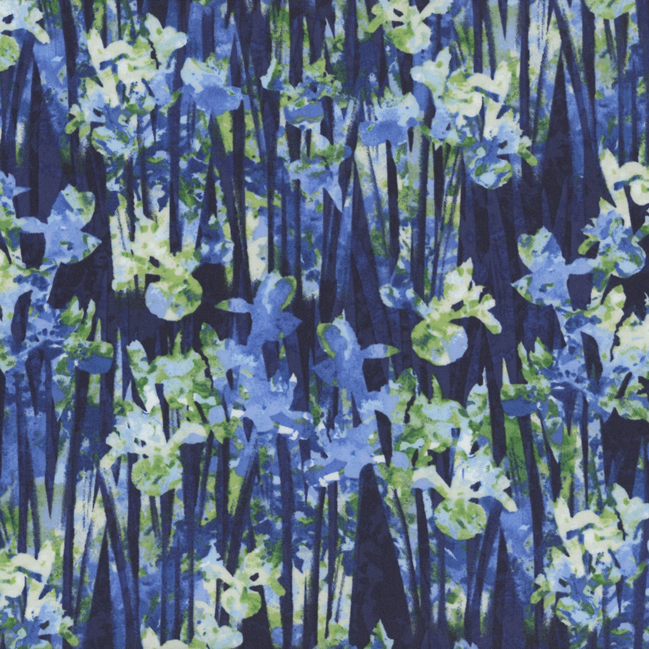 Henry Glass Waterlily Magic Iris Texture Indigo Fabric By The Yard