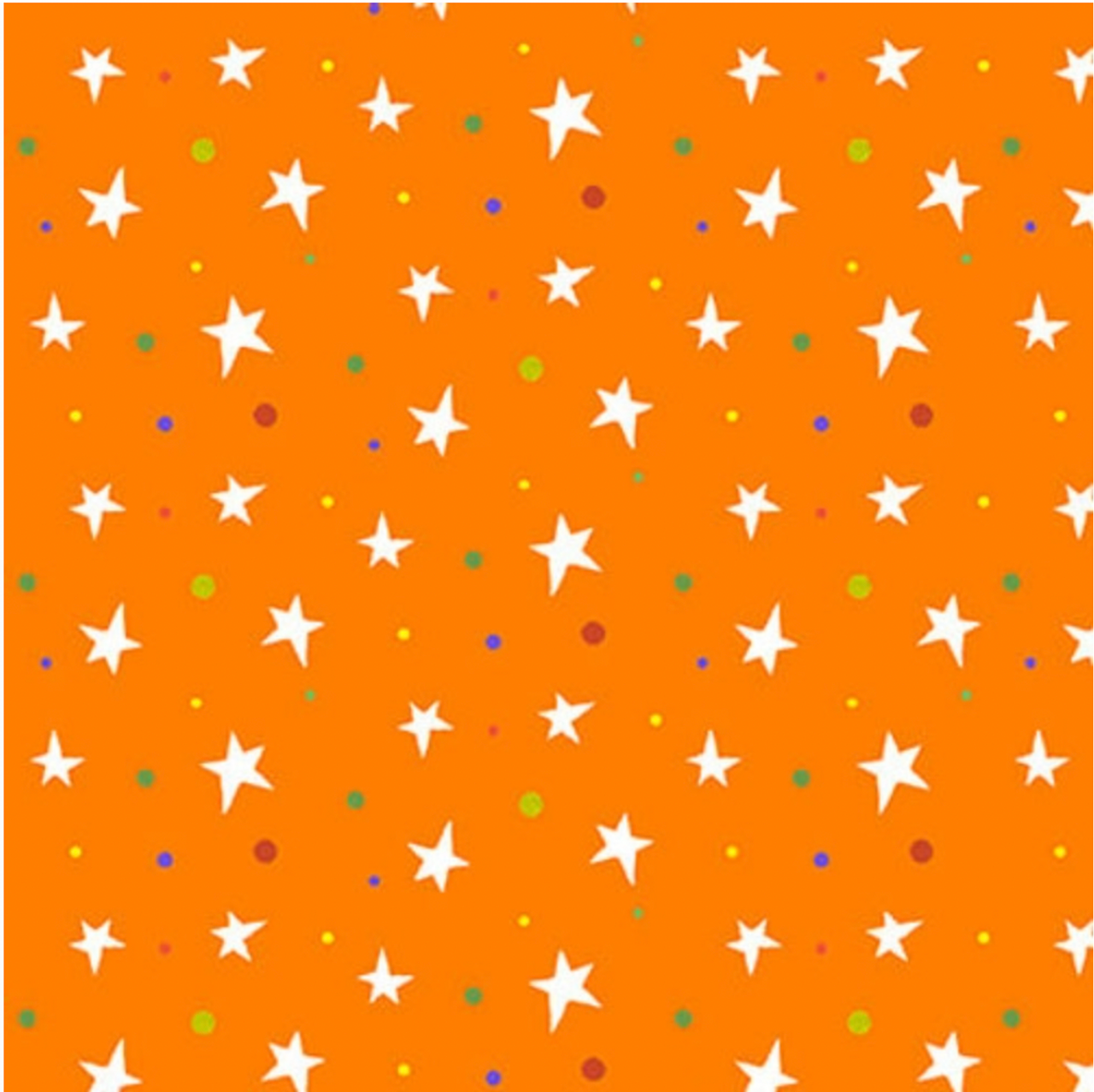 Henry Glass Boo! Glow Tossed Stars Orange Fabric By The Yard